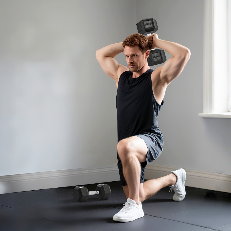 Käsipainosetti voimaharjoitteluun, valurauta kumipäällysteellä, karhennettu kahva, 2 x 12,5 kg, musta