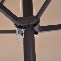 Kaksoisaurinkovarjo puutarhaan 455 x 270 cm käsikampi teräsrunko vaalea kahvi