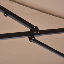 Kaksoisaurinkovarjo puutarhaan 455 x 270 cm käsikampi teräsrunko vaalea kahvi