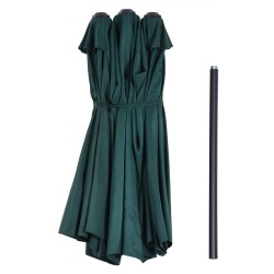 Kaksoisaurinkovarjo puutarhaan teräs/polyesteri 460 x 270 x 240 cm tummanvihreä