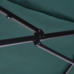Kaksoisaurinkovarjo puutarhaan teräs/polyesteri 460 x 270 x 240 cm tummanvihreä