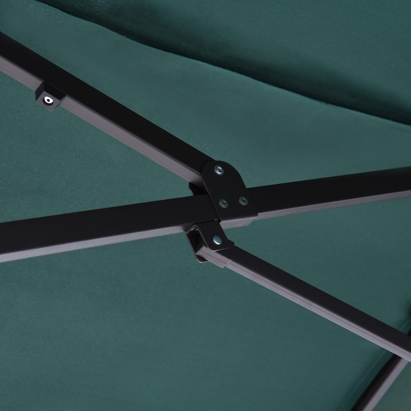 Kaksoisaurinkovarjo puutarhaan teräs/polyesteri 460 x 270 x 240 cm tummanvihreä