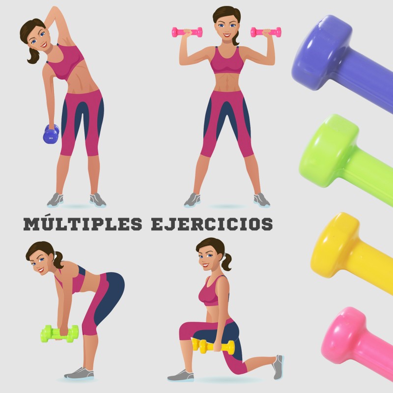 Käsipainosetti 4 paria 0,5–2 kg rauta/PU värikoodatut käsipainot kantosalkulla