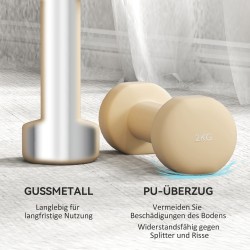 Käsipainosetti kotitreeniin 4 paria 0,5–2 kg valurauta muovipinnoite kantosalkulla