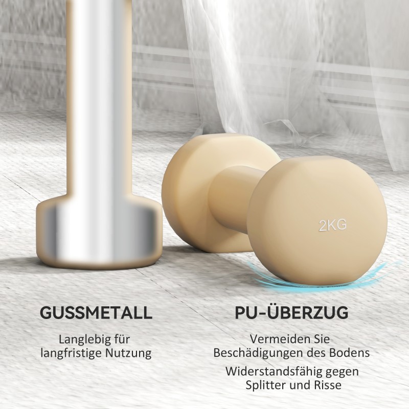 Käsipainosetti kotitreeniin 4 paria 0,5–2 kg valurauta muovipinnoite kantosalkulla