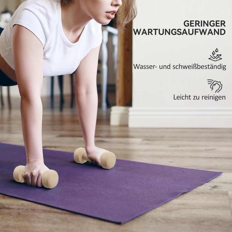 Käsipainosetti kotitreeniin 4 paria 0,5–2 kg valurauta muovipinnoite kantosalkulla