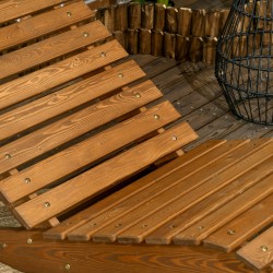 Puinen puutarhan lepotuoli ulkokäyttöön, lehtikuusi, 66 x 170 x 77 cm, ruskea