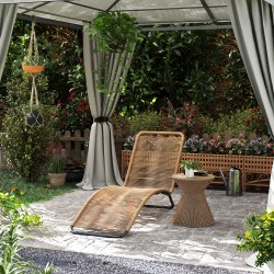 Polyrottinkinen S-muotoinen lepotuoli ulkokäyttöön, teräsrunko, 175 x 57 x 80 cm, ruskea