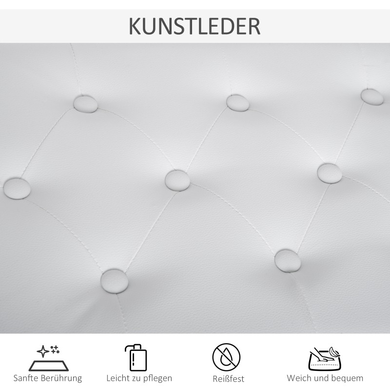 Pianopenkki säilytystilalla, massiivipuuta ja keinonahkaa, 76 x 36 x 50 cm, valkoinen