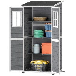 Puutarhavaja työkaluille kuusipuu 91 x 69 x 192 cm 2 ikkunaa vaalea harmaa