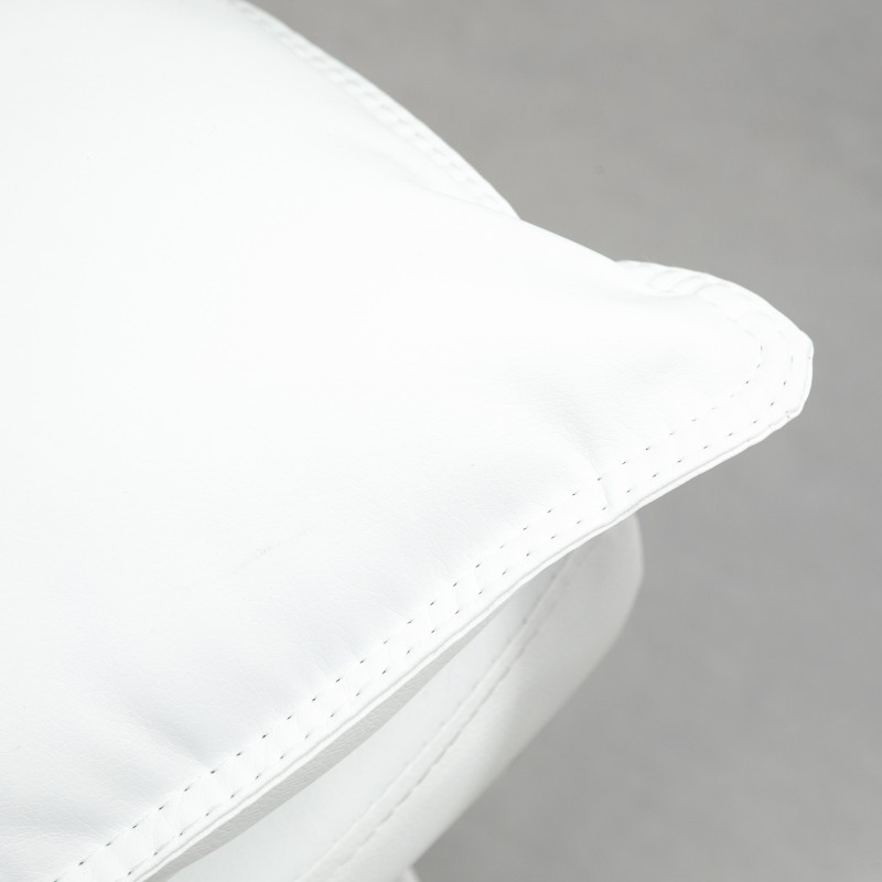 Ergonominen työtuoli jalkatuella, keinonahkaa, kallistettava, säädettävä, valkoinen