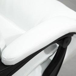 Ergonominen työtuoli jalkatuella, keinonahkaa, kallistettava, säädettävä, valkoinen