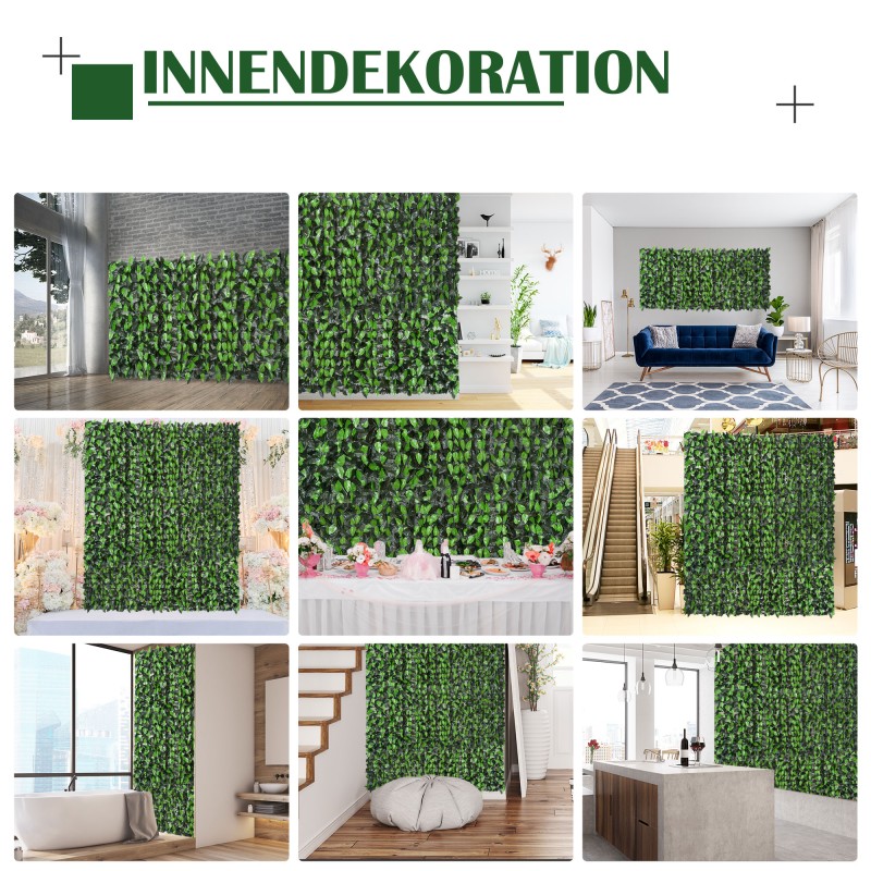 Keinotekoinen köynnösaita ulko- ja sisäkäyttöön, PE-muovi, 300 x 100 cm, tummanvihreä