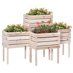 Korkea puinen istutuslaatikko 4 kpl säänkestävä 50 x 30 x 60 cm natur