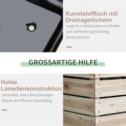 Korkea puinen istutuslaatikko 4 kpl, säänkestävä, 50 x 30 x 60 cm, natur