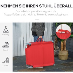 Taittuva aurinkotuoli ulkokäyttöön, ruostumaton metallirunko, 187 x 55 x 24 cm, punainen