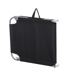 Kokoontaitettava aurinkotuoli ulkokäyttöön, säädettävä selkänoja, metalli/Oxford, 187 x 55 x 24 cm, musta