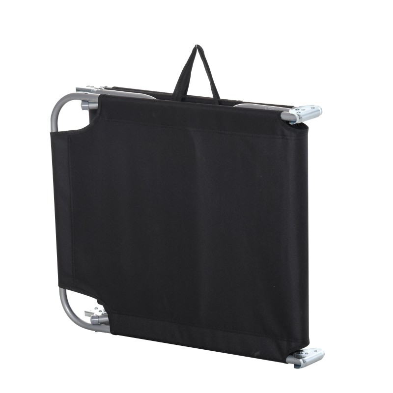 Kokoontaitettava aurinkotuoli ulkokäyttöön, säädettävä selkänoja, metalli/Oxford, 187 x 55 x 24 cm, musta