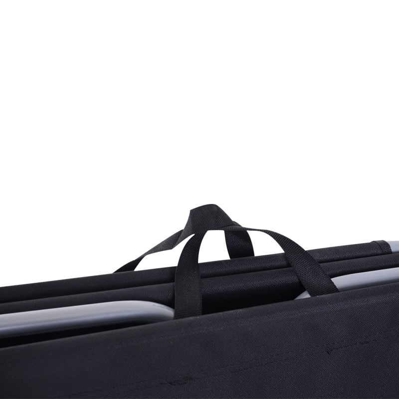 Kokoontaitettava aurinkotuoli ulkokäyttöön, säädettävä selkänoja, metalli/Oxford, 187 x 55 x 24 cm, musta