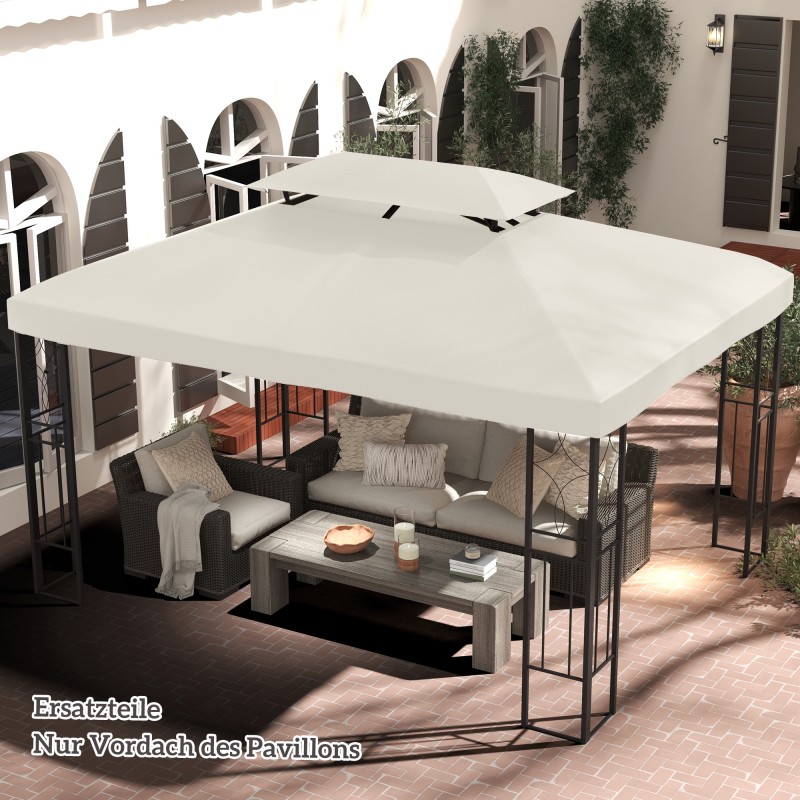 Paviljongin vaihtokatto puutarhaan polyesteri 3 x 4 m kermanvalkoinen