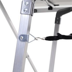 Taitettava retkipöytä ulkokäyttöön, alumiini, korkeussäädettävä 59–78 cm, 120 x 69 cm, hopea