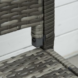 Puutarhapenkki 2 hengelle, polyrottinki ja teräsrunko, 122 x 60 x 87 cm, ruskea