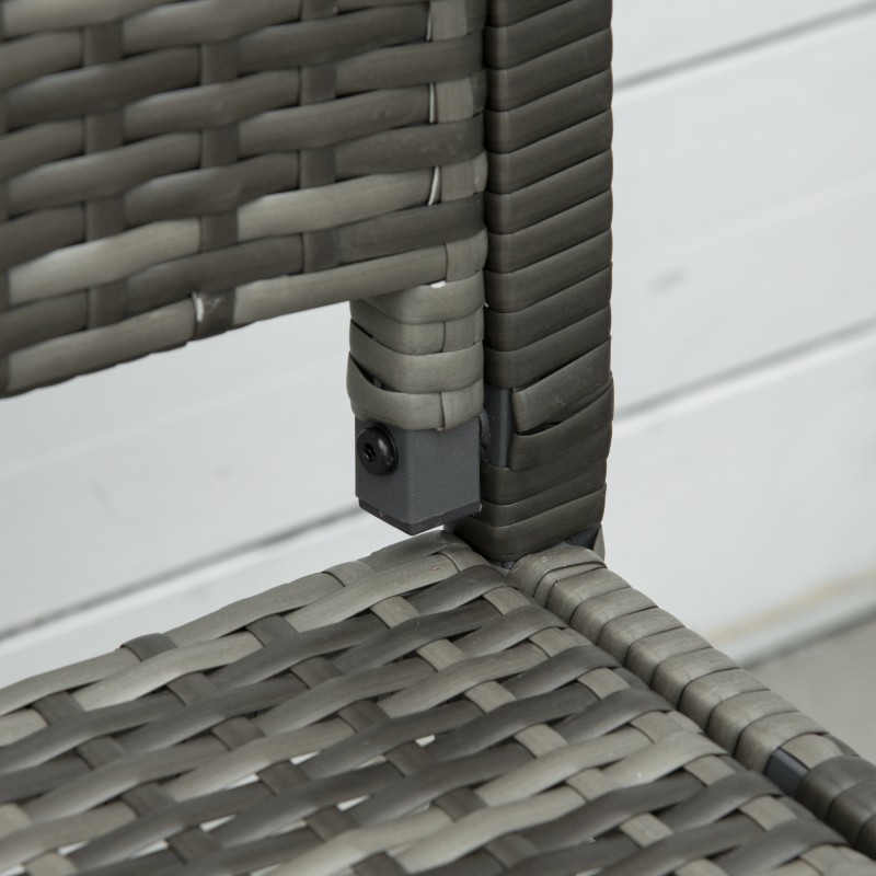 Puutarhapenkki 2 hengelle, polyrottinki ja teräsrunko, 122 x 60 x 87 cm, ruskea