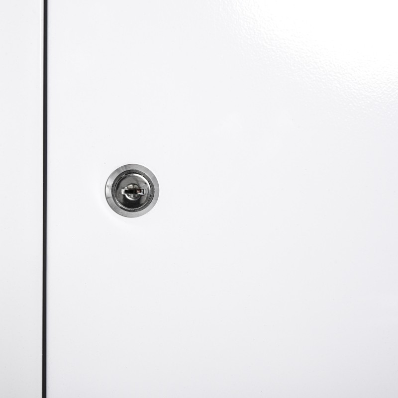 Lukittava lääkekaappi terästä, 3 tasoa, seinään kiinnitettävä, 40 x 18 x 60 cm, valkoinen