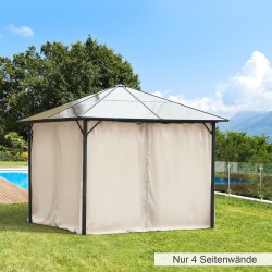 Puutarhateltan sivuverhot 3x3 m, 4 kpl, 100 % polyesteri, beige