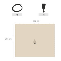 Puutarhateltan sivuverhot 3x3 m, 4 kpl, 100 % polyesteri, beige