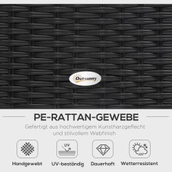 Polyrottinkinen puutarhan oleskeluryhmä 4-osainen, musta, pehmusteilla