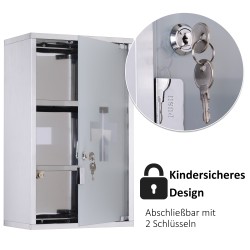 Lääkekaappi lukittava ruostumaton teräs ja lasi 3 hyllyä 30 x 18 x 50 cm