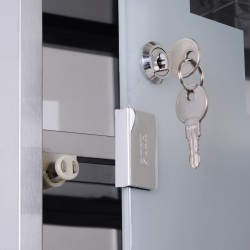 Lääkekaappi lukittava ruostumaton teräs ja lasi 3 hyllyä 30 x 18 x 50 cm