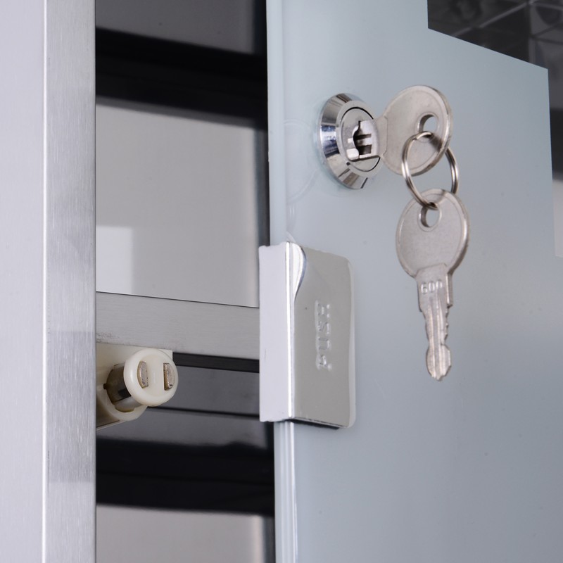 Lääkekaappi lukittava ruostumaton teräs ja lasi 3 hyllyä 30 x 18 x 50 cm