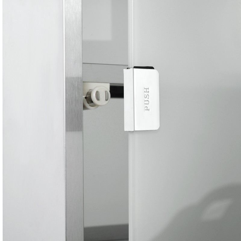 Lääkekaappi seinälle, lukittava ruostumattomasta teräksestä, lasiovi, 4 hyllyä, 30 x 12 x 60 cm