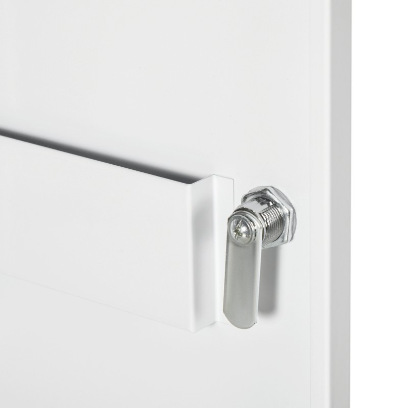 Lääkekaappi seinään kiinnitettävä teräs 3 hyllyä lukittava 40 x 15 x 53,5 cm valkoinen