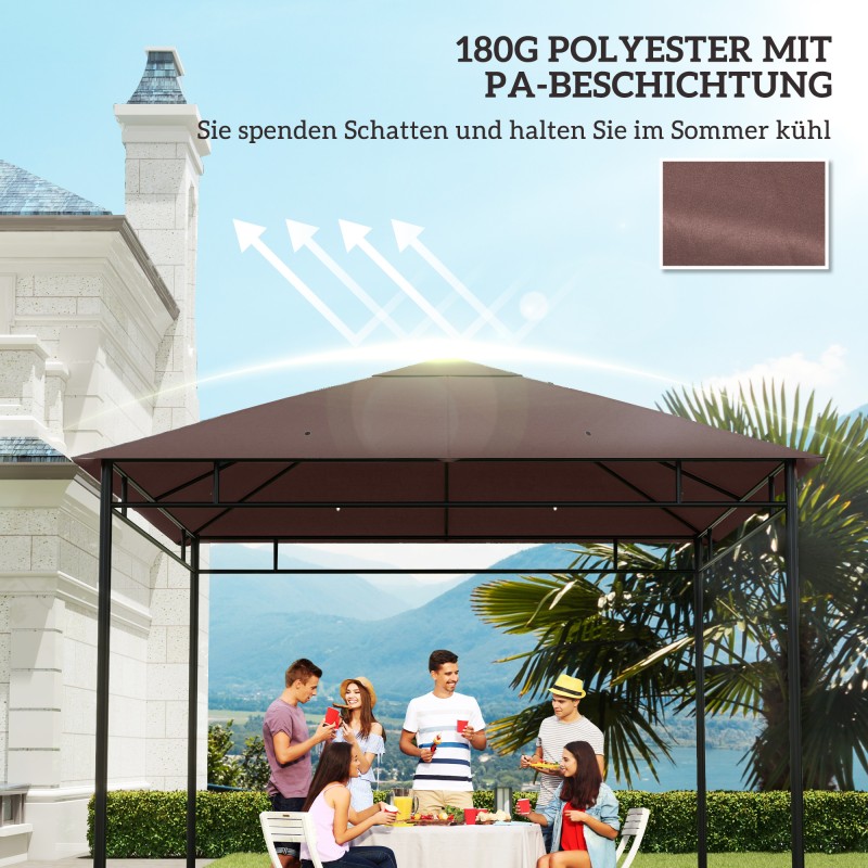 Paviljongin vaihtokate ulkokäyttöön, polyesteri 298 x 295 cm, kahvi