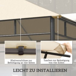 Paviljongin vaihtokatto 3x3 m polyesteri vedenhylkivä kermanvalkoinen