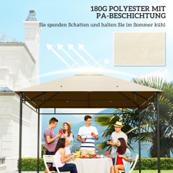 Paviljongin vaihtokatto 3x3 m polyesteri vedenhylkivä kermanvalkoinen