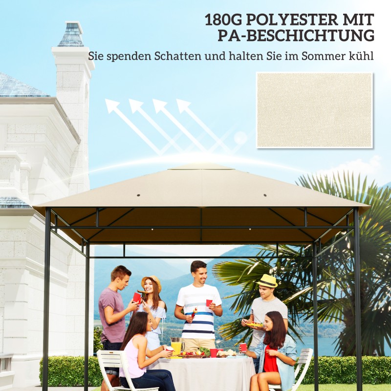 Paviljongin vaihtokatto 3x3 m polyesteri vedenhylkivä kermanvalkoinen