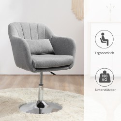 Toimistolaatuinen työtuoli kääntyvä, säädettävä korkeus, polyesteri ja teräs, 60 x 60 x 79–91 cm, harmaa