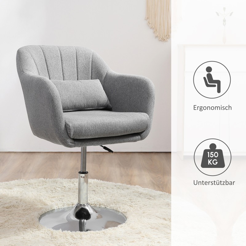 Toimistolaatuinen työtuoli kääntyvä, säädettävä korkeus, polyesteri ja teräs, 60 x 60 x 79–91 cm, harmaa