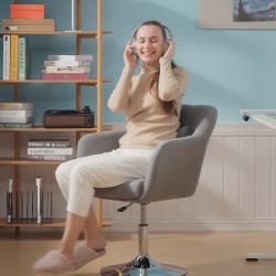 Toimistolaatuinen työtuoli kääntyvä, säädettävä korkeus, polyesteri ja teräs, 60 x 60 x 79–91 cm, harmaa