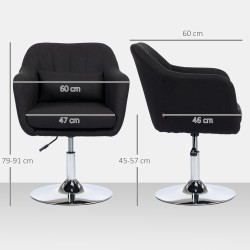 Työtuoli toimistoon, korkeussäädettävä, leinetyylinen polyesteri, metalli, 60 x 60 x 79–91 cm, musta