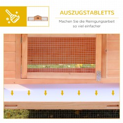 Pieneläinaitaus marsuille ja kääpiökaneille, kuusipuu, 2 tasoa ja 2 ulkoiluosaa, 309 x 79 x 86 cm, luonnonpuu/vihreä