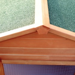 Pieneläinaitaus marsuille ja kääpiökaneille, kuusipuu, 2 tasoa ja 2 ulkoiluosaa, 309 x 79 x 86 cm, luonnonpuu/vihreä