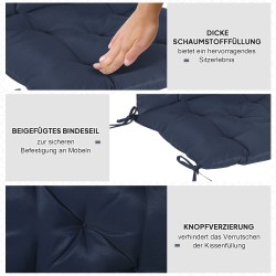 Tuolin istuinpehmuste 2 kpl, polyesteri, 98 x 50 x 8 cm, tummansininen