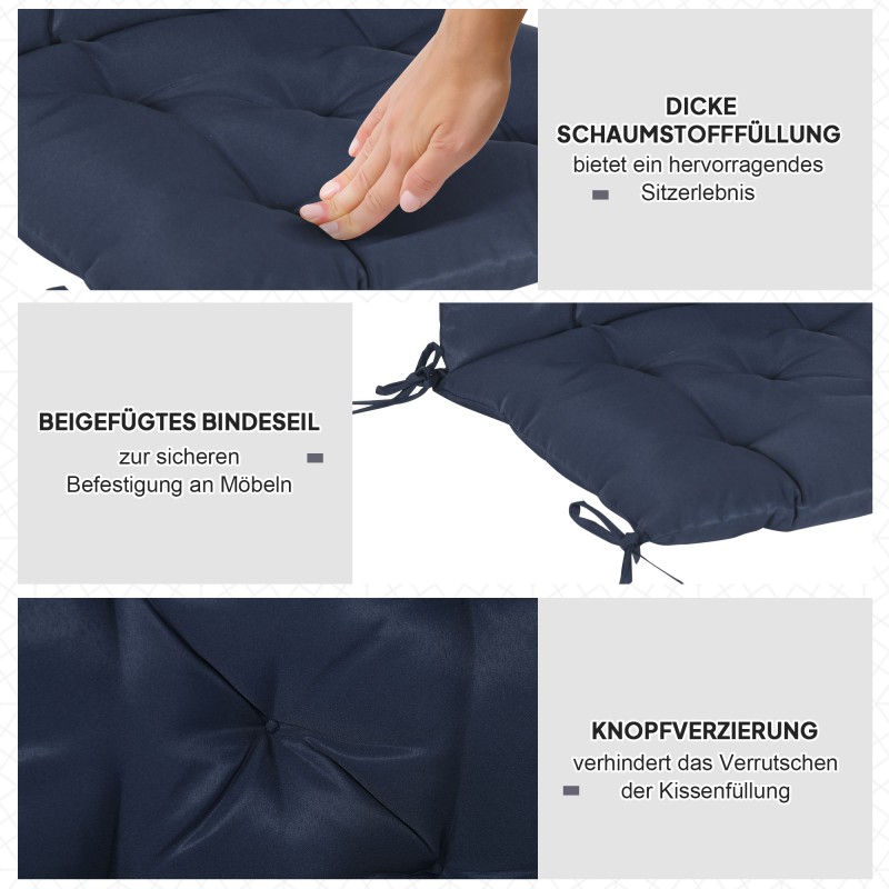 Tuolin istuinpehmuste 2 kpl, polyesteri, 98 x 50 x 8 cm, tummansininen