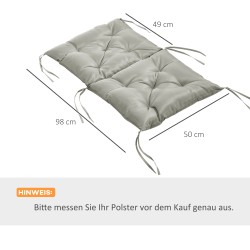 2 kpl istuinpehmusteita tuoleihin, polyesteri, 98 x 50 x 8 cm, vaaleanharmaa