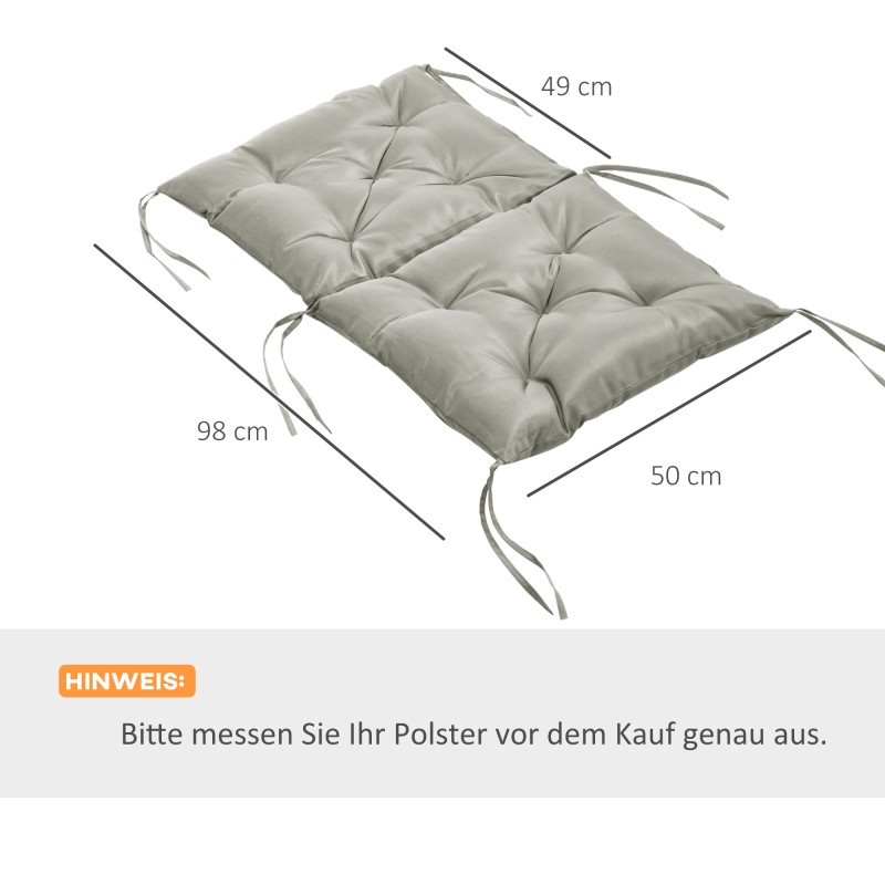 2 kpl istuinpehmusteita tuoleihin, polyesteri, 98 x 50 x 8 cm, vaaleanharmaa